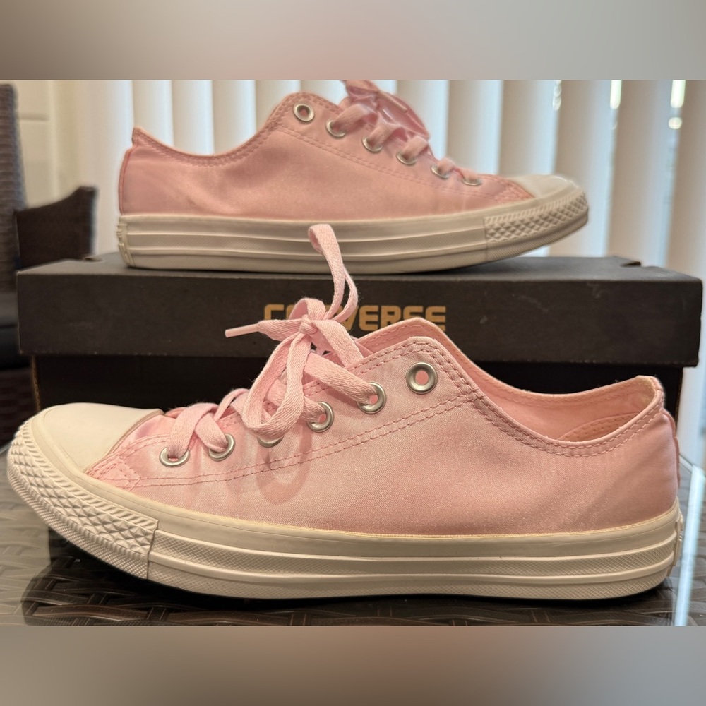 Converse Women's Light Pink Satin Low Sneakers